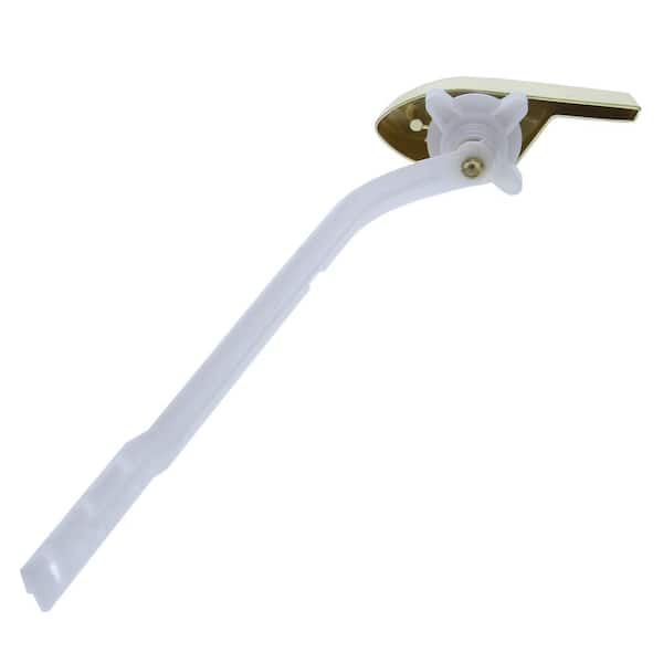 JONES STEPHENS - Toilet Tank Trip Lever for Left Side Mount Kohler New Style 1.6 Gal. Tanks with 8 in. Plastic Arm in Polished Brass