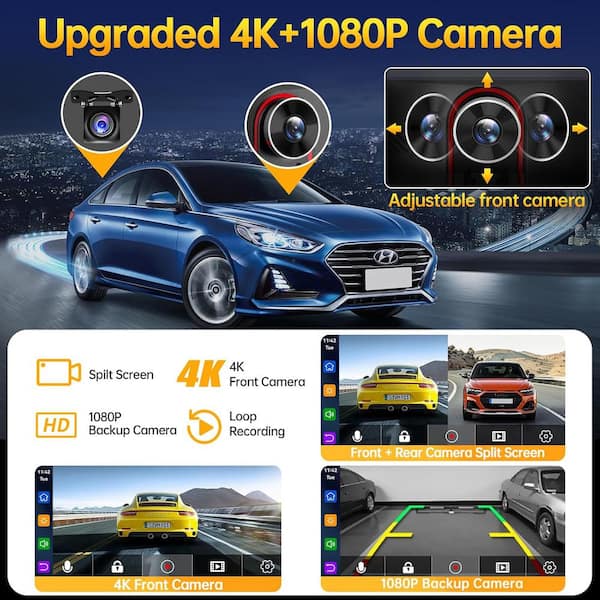 Lukyamzn 9 in. Wireless Apple/Android CarPlay for Car Stereo