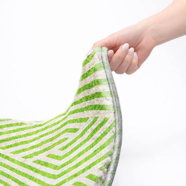 Dream Shag Premium Machine Washable Abstract ADS550 Lime 3 ft. x 4 ft. Area Rug
