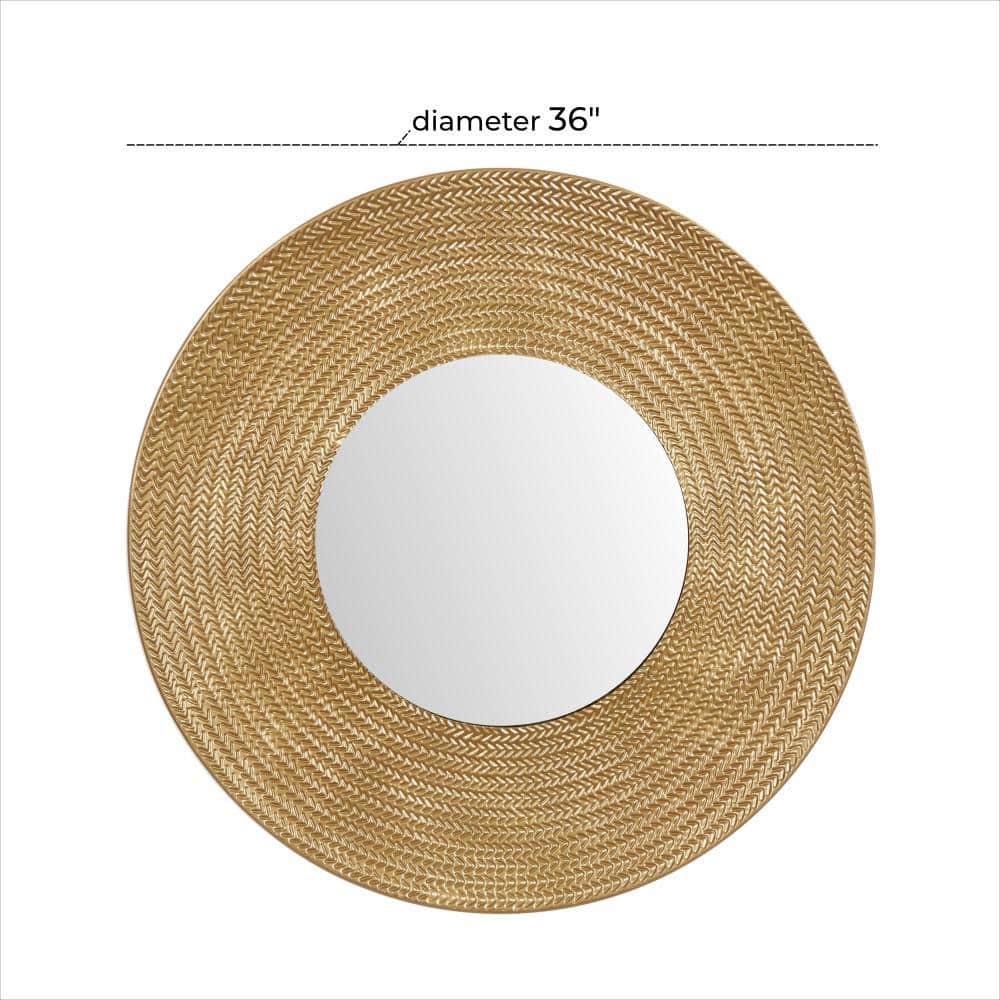 Elegant Gold Metal Chevron 35.5" Square Wall Mirror