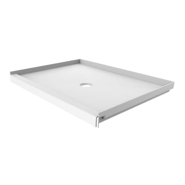 ELEGANT 48'' L x 32'' W x 4'' H Shower Base Pan in White Center Drain  Non-Slip Stainless Steel Shower Drain Cover Included 