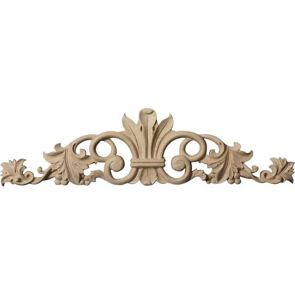 Ekena Millwork 5/8 in. x 12 in. x 3-1/2 in. Unfinished Lindenwood Small Marseille Center with Scrolls