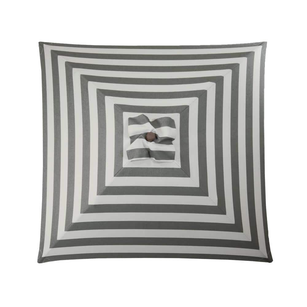 Modern Black and Ivory Stripe 6.5 ft Wood Market Umbrella