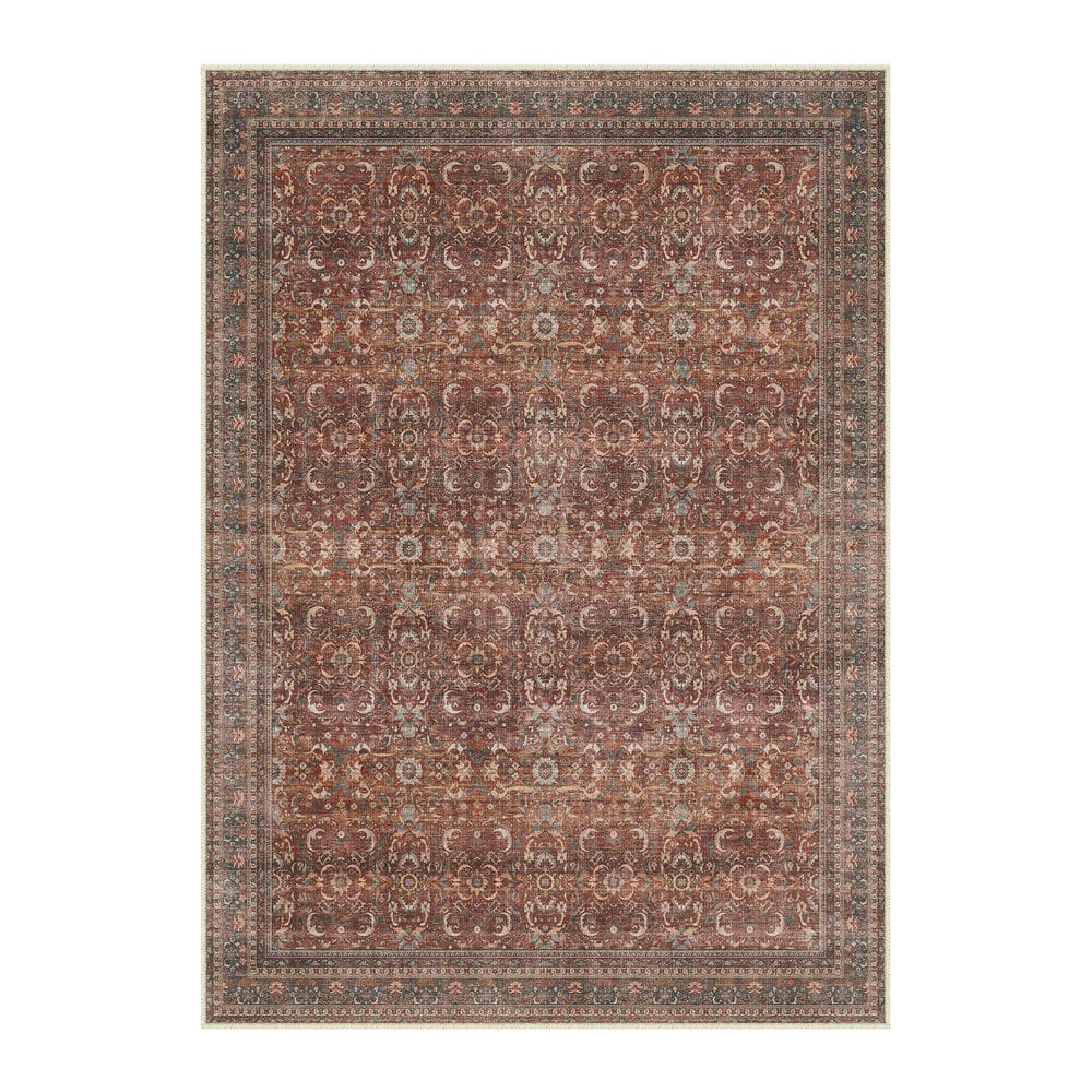 Phuket Island Red 5 ft. x 7 ft. Distressed Vintage Floral Area Rug price history on PriceWatchPro