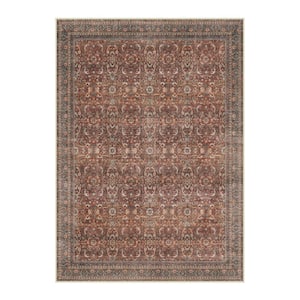 HaiiMeid Phuket Island Red 6 ft. x 9 ft. Distressed Vintage Floral