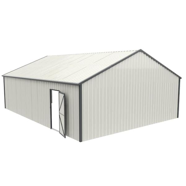 Boosicavelly 25 ft. x 33 ft. White Meta Outdoor Garage with Side