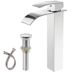 Single Hole Single-Handle Low-Arc Bathroom Faucet with Pop-up Drain Assembly in Chrome