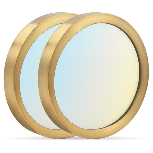 LUXRITE 5 in. Brass Modern Flush MountCeiling Light Fixture Selectable LED Integrated 10W 600LM 5CCT 2700K-5000K Dimmable 2-Pack