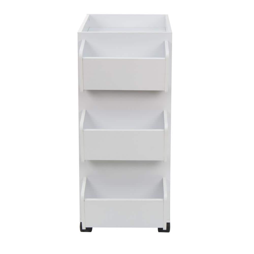 White and Black Swivel Organizer Cart with Shelves