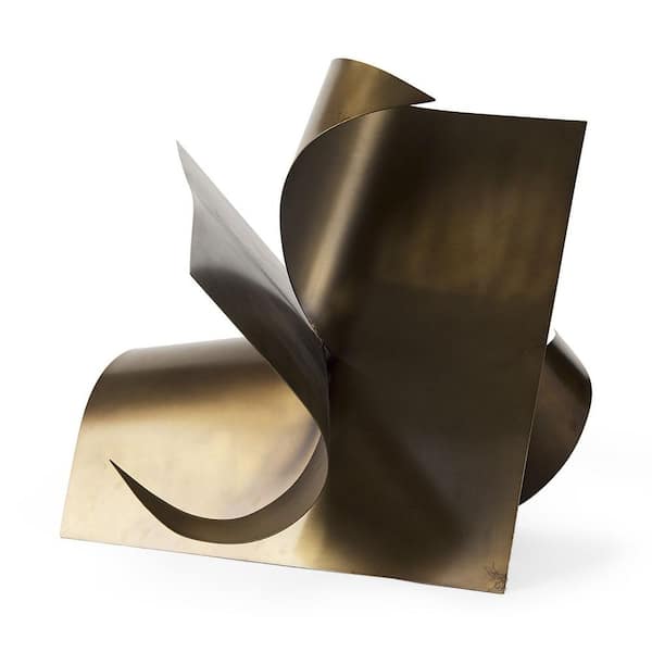 HomeRoots 18 in. Copper Contempo Antiqued Gold Abstract Sculpture
