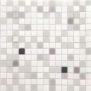 Mingles 12 in. x 12 in. Glossy White and Black Glass Mosaic Wall and Floor Tile (20 sq. ft./case) (20-pack)