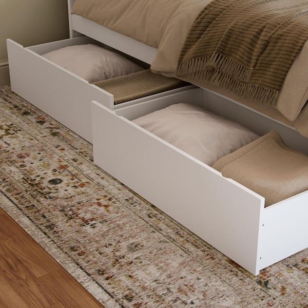 Urban White Bed Drawers Queen-King