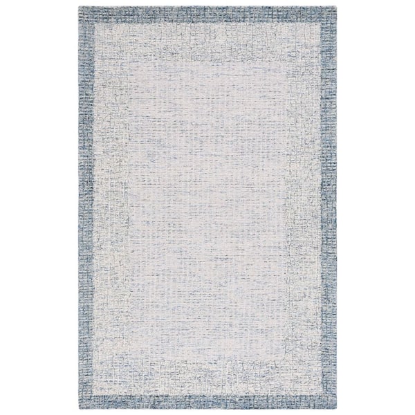 Metro 5 ft. x 8 ft. Ivory/Gray Crosshatch Border Area Rug
