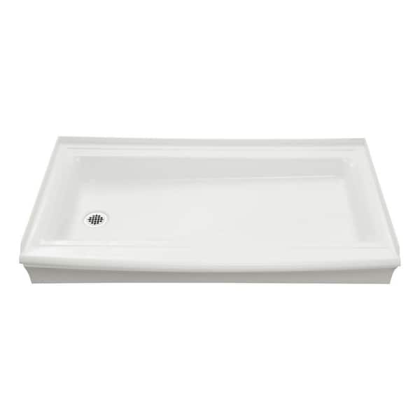 KOHLER Fountainhead 60 in. x 34 in. Single Threshold Shower Receptor with Drain Hole At Left in White-DISCONTINUED