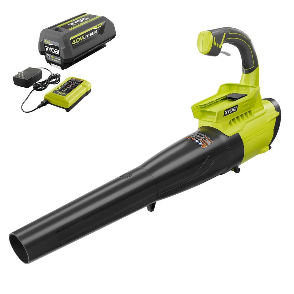 Ryobi 40v 110 Mph 525 Cfm Jet Fan Leaf Blower And 10 Pole Saw With Ah Battery And Charger 8683