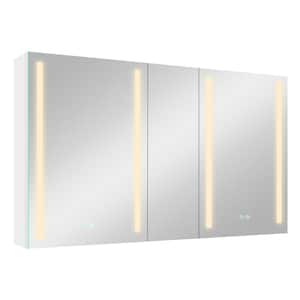 50 in. W x 30 in. H Rectangular Aluminum Surface Mount Medicine Cabinet with Mirror Defogging Dimmer White