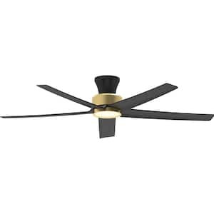 52 in. LED Indoor Black and Gold Ceiling Fan with Remote and Light, Quiet Reversible DC Motor, 3 CCT Light Kit