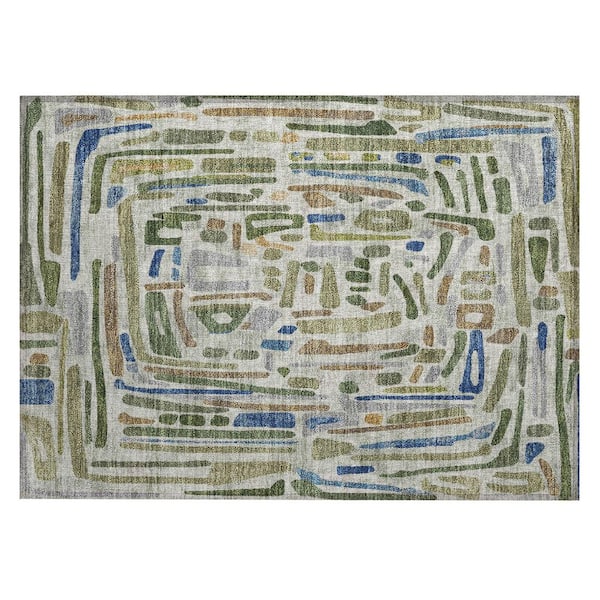 Chantille Machine Washable Indoor/Outdoor Abstract ACN2432 Green 2 ft. x 3 ft. Accent Rug