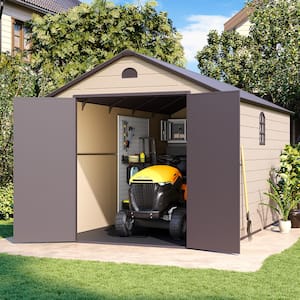 8 ft. W x 15 ft. D Plastic Outdoor Patio Storage Shed with Floor and Lockable Door Coverage Area 120 sq. ft.