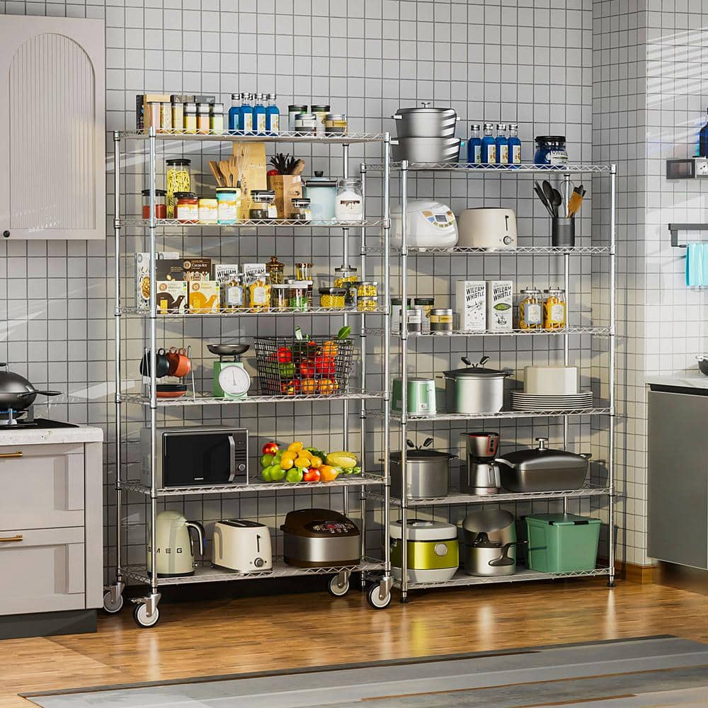 6-Tier Heavy Duty Steel Wire Shelving Unit in Chrome (18 in. W x 48 in. H x 47.2 in. D) price history on PriceWatchPro