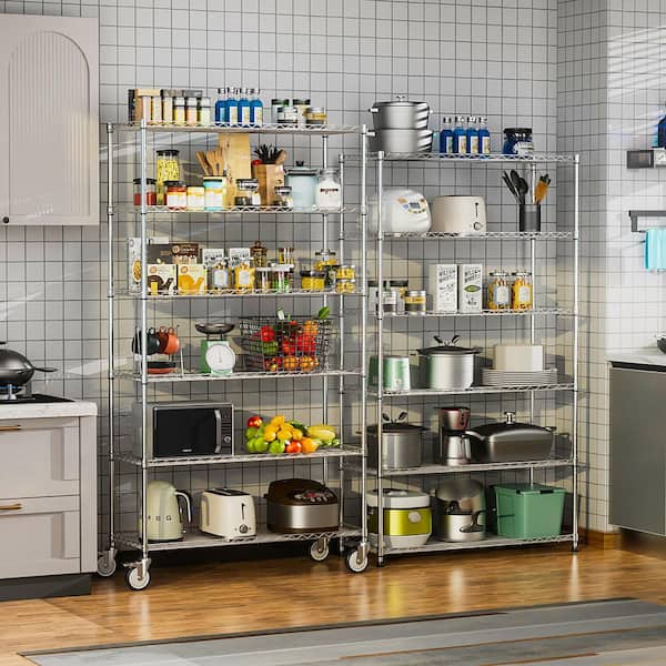 FUNKOL 6-Tier Heavy Duty Steel Wire Shelving Unit in Chrome (18 in. W x 48 in. H x 47.2 in. D)