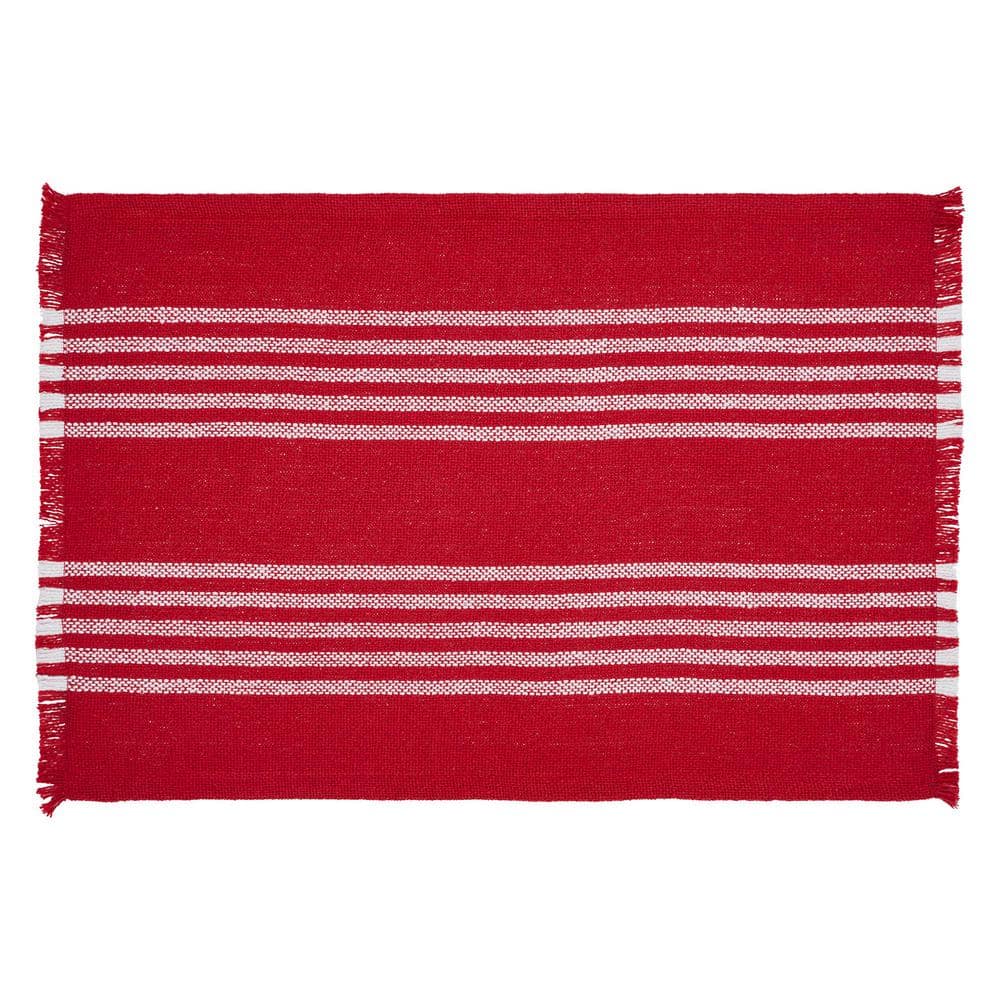 Arendal Red and White Cotton Striped Rectangle Placemats Set of 2