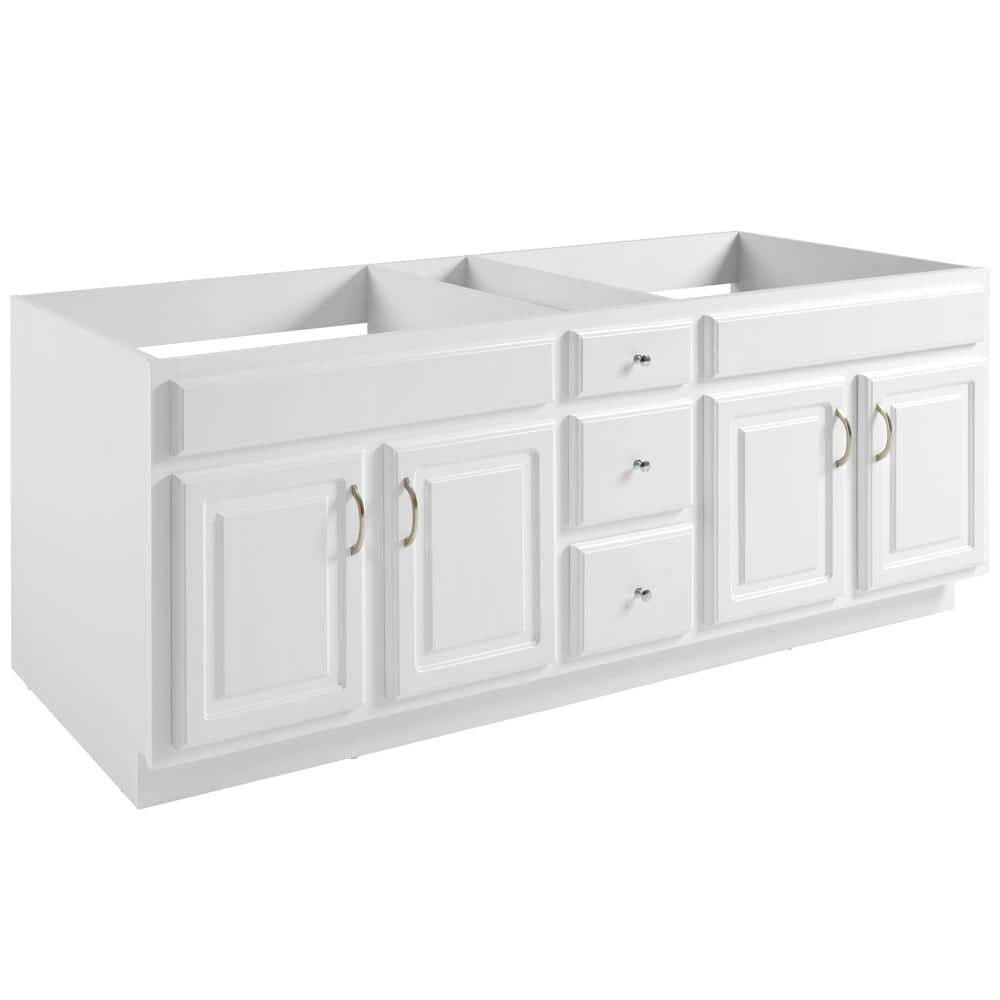 Design House Concord 4-Door 3-Drawer Bathroom Vanity Without Top  Brazilian Pine Wood and Enhanced Stability  Unassembled  72x21  White