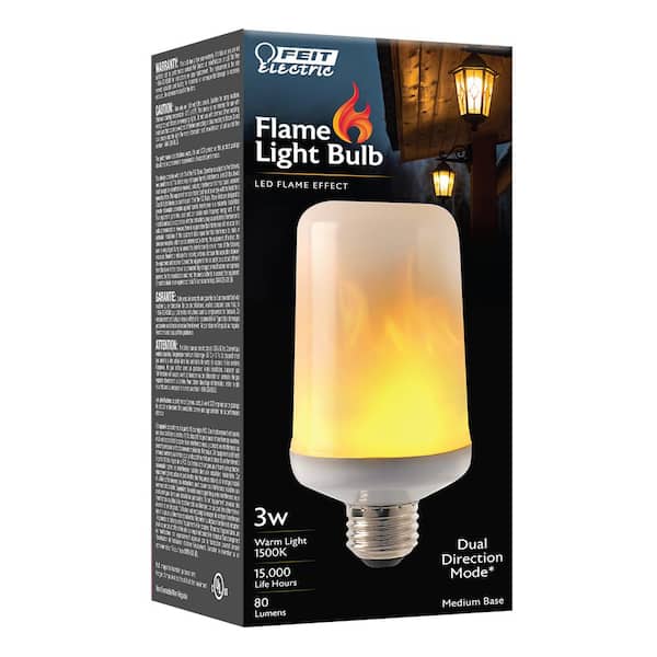 Feit Electric 3-Watt T60 Flame Flicker Effect Light Bulb White - The Home Depot