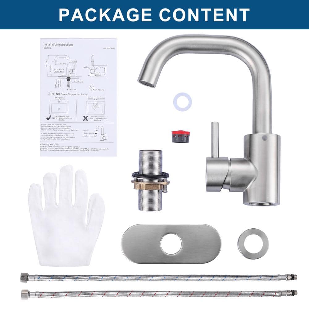 Brushed Nickel Single Handle Stainless Steel Bar Faucet