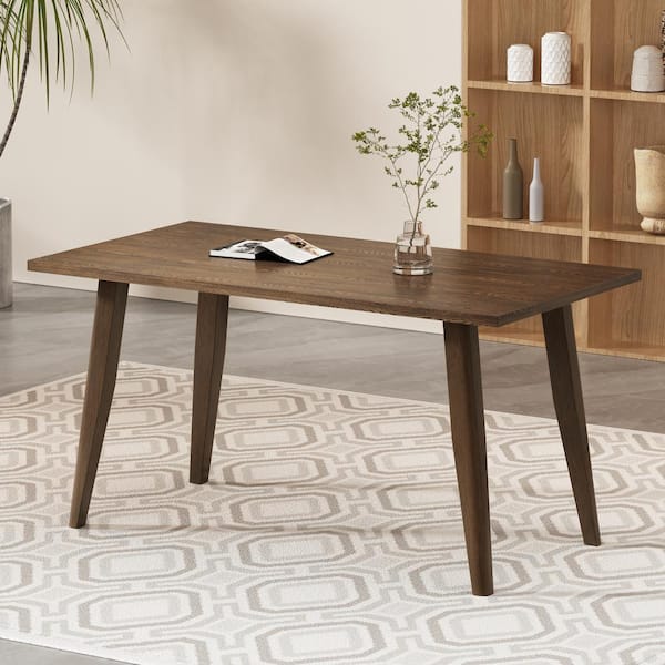 Noble House Indoor Rectangular Brown Rubber Wood 4 Legs Dining Table, 6 Seater