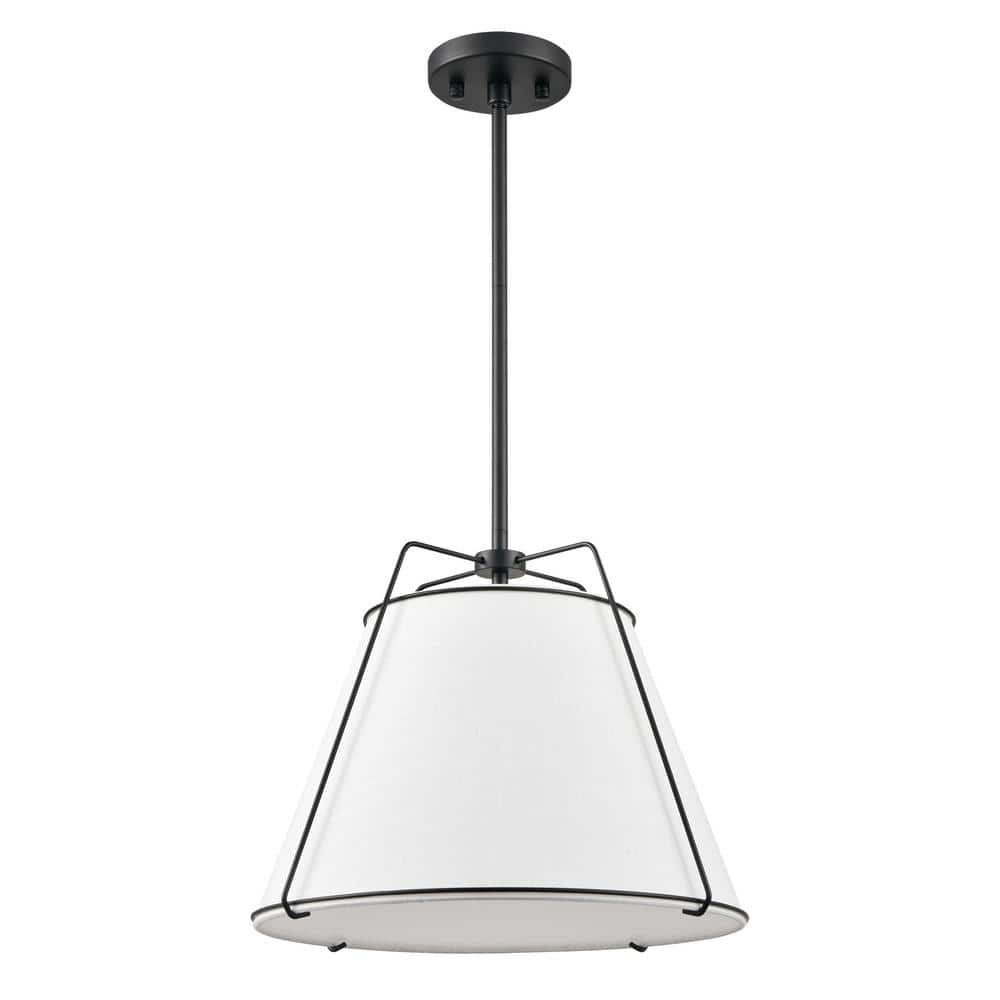 Lise Minimalist Black Drum Chandelier with Adjustable Rods