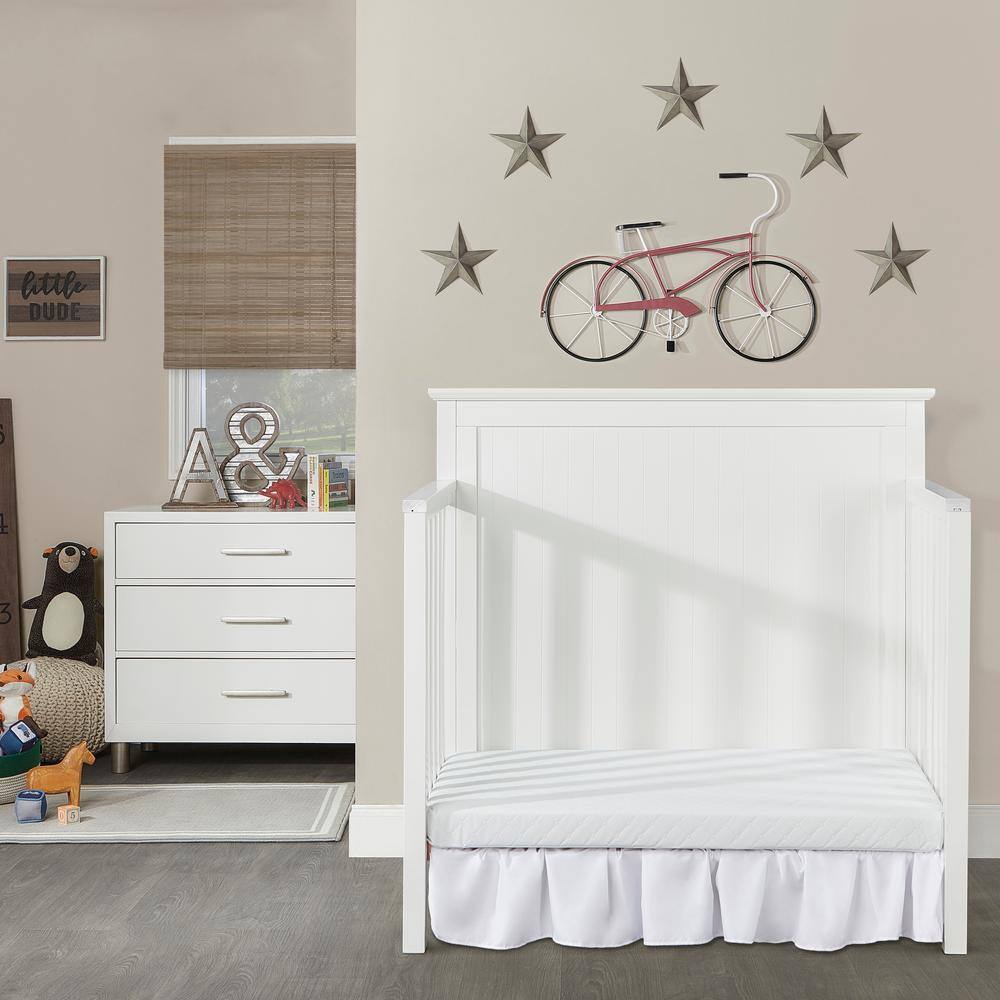 Ava White Pinewood 4-in-1 Convertible Mini Crib