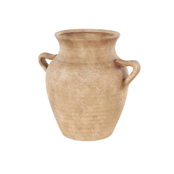 Litton Lane Copper Antique Style Textured Ceramic Decorative Vase with Handles