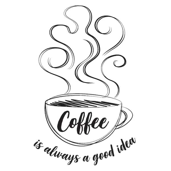 WallPops Always Coffee Black Wall Quote Decal