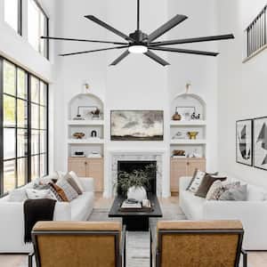 Patsy 84 in. Integrated LED Indoor Aluminum-Blade Black Ceiling Fan with Light and Remote Control Included