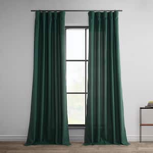 Dobby Linen Deep Green 50 in. W x 84 in. L Rod Pocket Room Darkening Curtain (Single Panel)