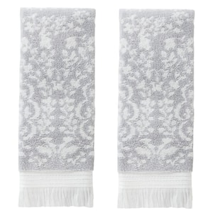 Carrick Medallion Cotton Hand Towel in Gray (2- Pack)