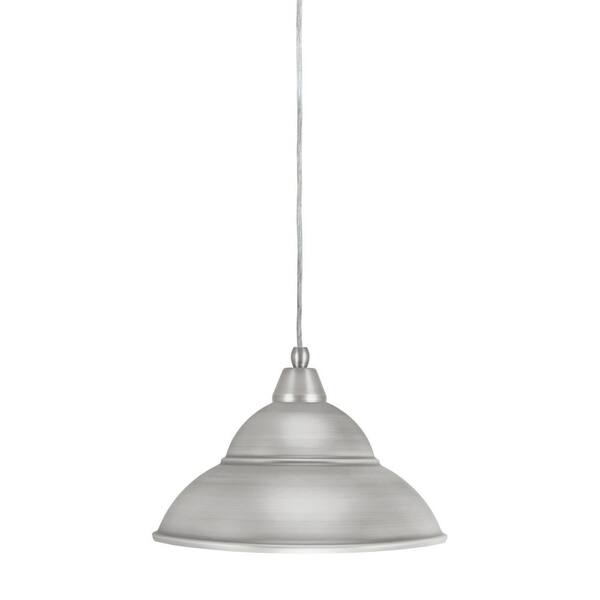 Unbranded Bryson 60-Watt 1-Light Nickel Shaded Pendant Light Mini Pendant with 13 in. Nickel Metal Shade , No bulb included