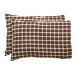 Rory Brown Cream Rustic Plaid Cotton Standard Pillowcase (Set of 2)