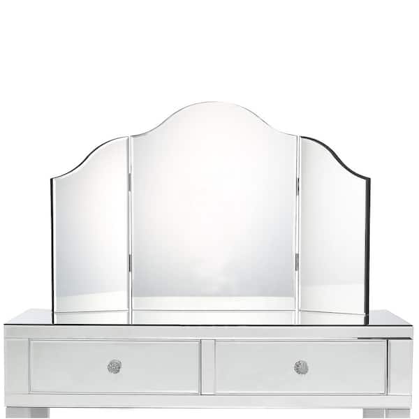 Inspired Home Renee Frameless Modern, Tabletop Folding Vanity Mirror