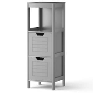 12 in. W x 12 in. D x 35 in. H Gray Wood Storage Freestanding Bathroom Linen Cabinet with Drawers in Gray