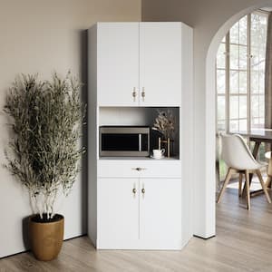 Costway 41 in. White Farmhouse Kitchen Pantry Storage Cabinet with Doors  Adjustable Shelves KC53383WH - The Home Depot