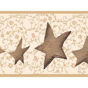 Falkirk Dandy II Beige Brown Stars Abstract Peel and Stick Wallpaper Border