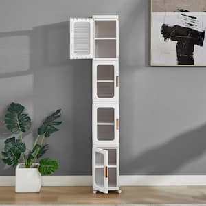 4-Tier Slim Tall Storage Cabinet White 65.4 in. Accent Cabinet Office Storage Cabinet with 4 Adjustable Shelves, Wheels