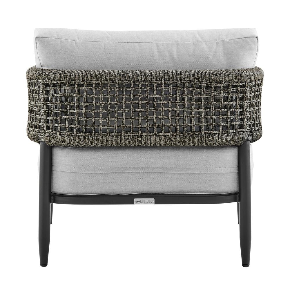 Alegria Black Aluminum and Rope Outdoor Chair with Gray Cushions