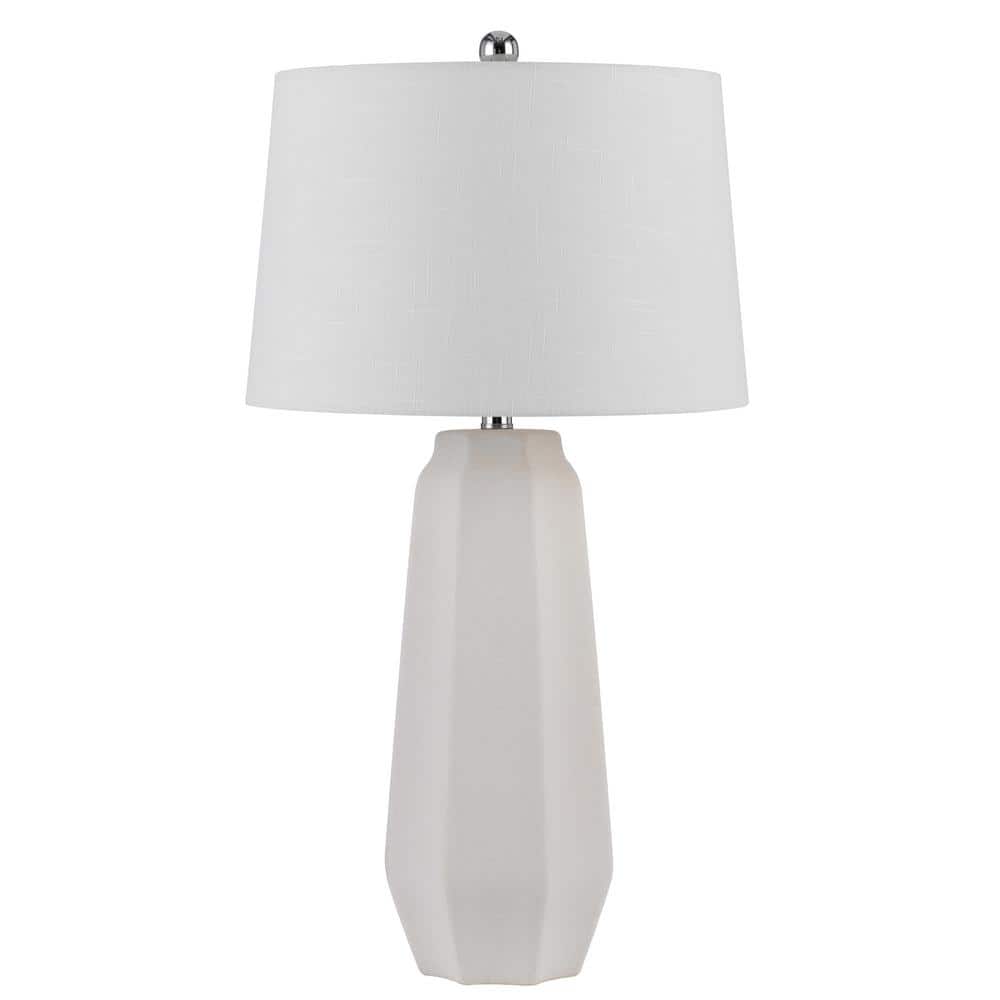Drayton 30 in. H Sandy White Bedside Table Lamp for Living Room with Fabric