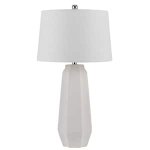 Drayton 30 in. H Sandy White Bedside Table Lamp for Living Room with Fabric Shade