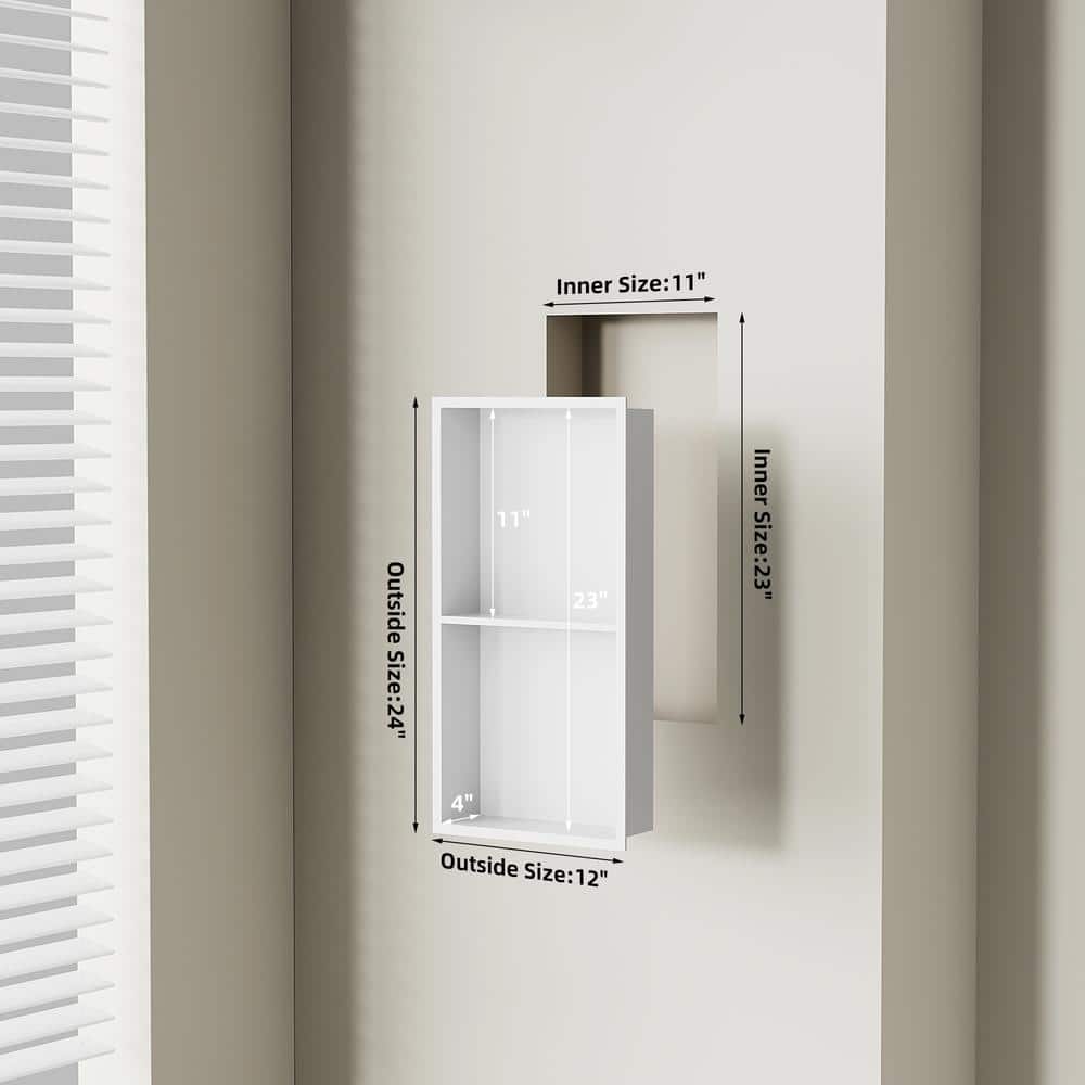 12 in. W x 24 in. H x 4 in. D Shower Niche, Suitable for Installation in Ba