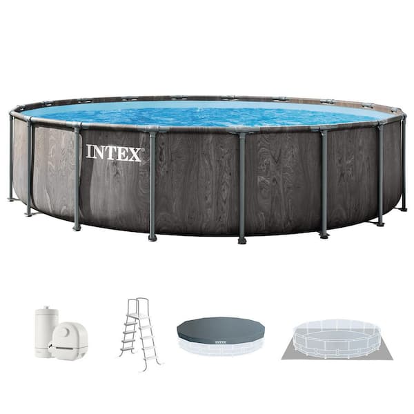 Greywood Prism Frame 18 ft. x 48 in. Premium Round Above Ground Pool Set with Pump, 48 in. Depth