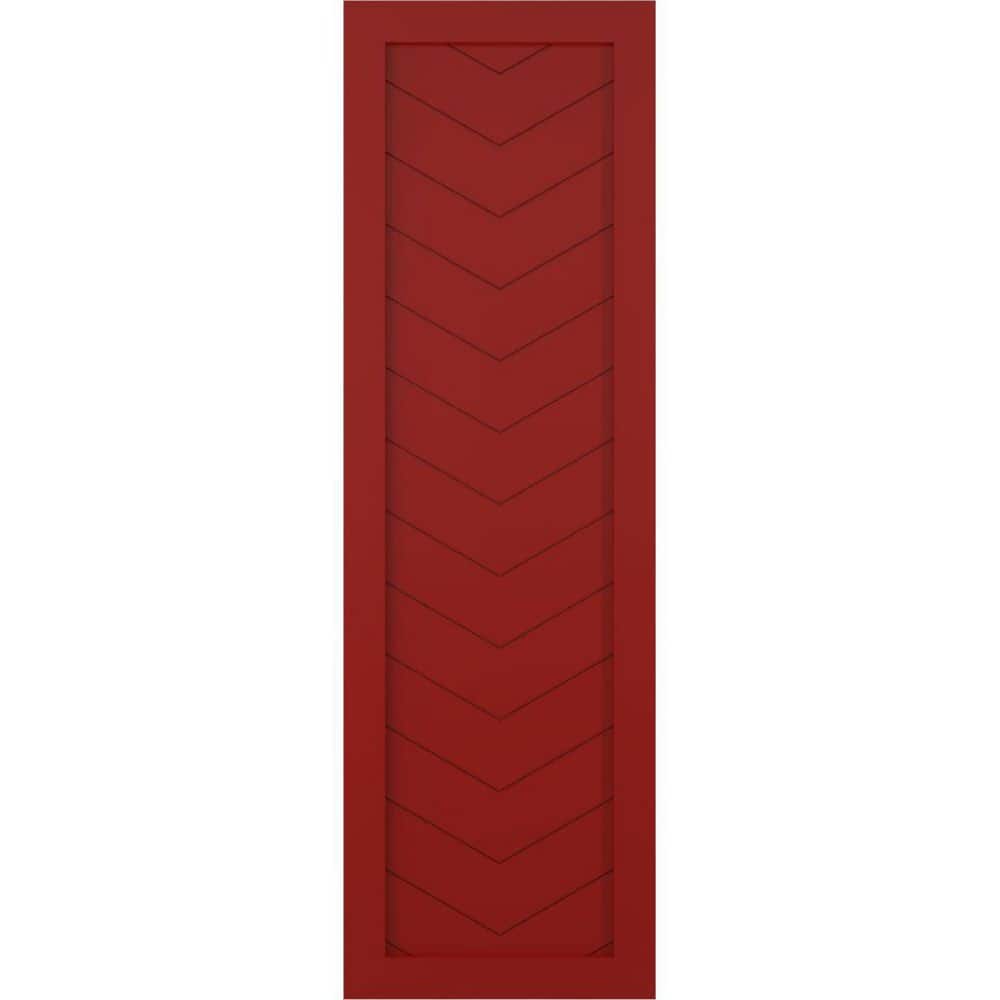 18 in. x 40 in. True Fit PVC Single Panel Chevron Modern Style Fixed Mount Board and Batten Shutters Pair in Fire Red price history on PriceWatchPro